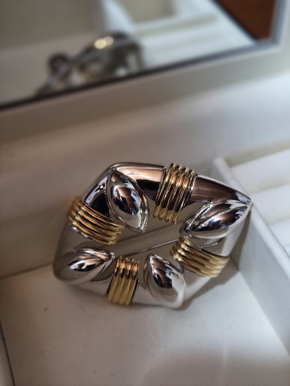 Monet Two-Tone Silver and Gold Sculpted Brooch